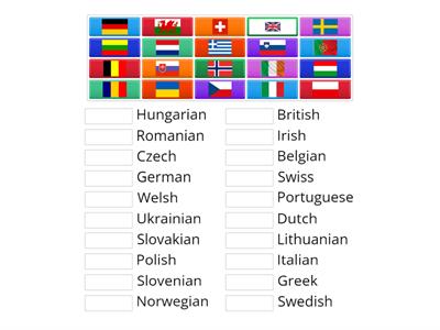 European flags & nationalities - zad. 1 7-8