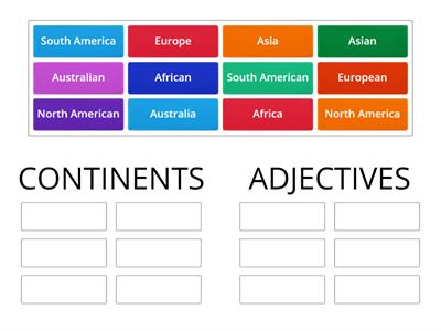 Continents and adjectives 1B EF Elementary