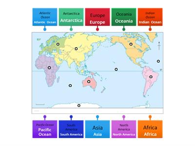 1. Where are the major continents and oceans of the world?