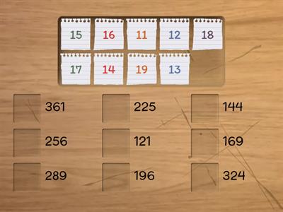 Quadratzahlen 11-19