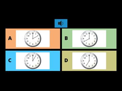 Telling Time 3 - :00 Quiz - Listen & find the match