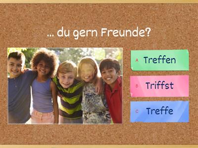 fahren, treffen, lesen, tanzen, fernsehen 