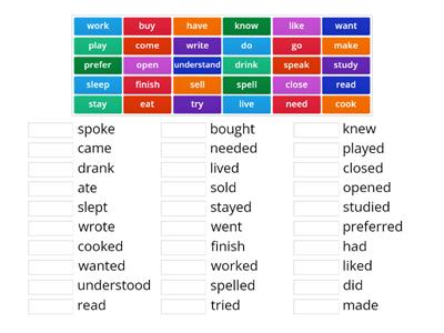 Match the simple past of the verbs