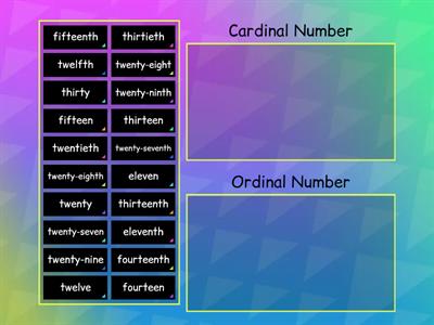 Cardinal/Ordinal Number Group Sort