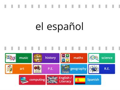 MATCH UP School Subjects Spanish - English