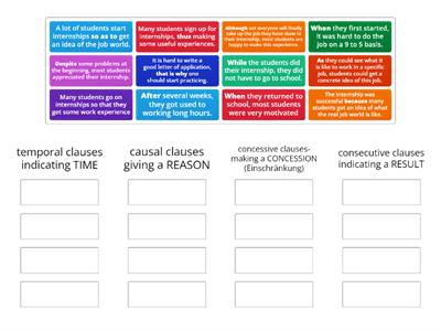 Adverbial clauses - sorting adverbial clauses by meaning 