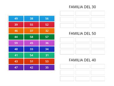 FAMILIAS DE NÚMEROS 30-40-50