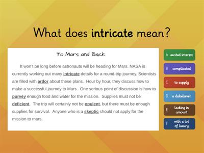 To Mars and Back - Vocabulary Paragraph