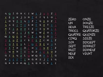 french numbers wordsearch