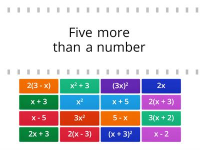 Algebraic Expressions and Words