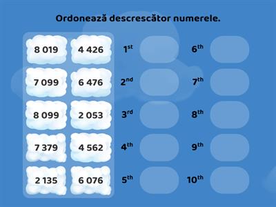 Ordonarea numerelor naturale pana la 10 000