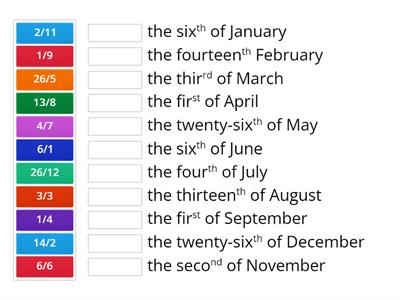 Dates and ordinal numbers (Steps Plus VI) 