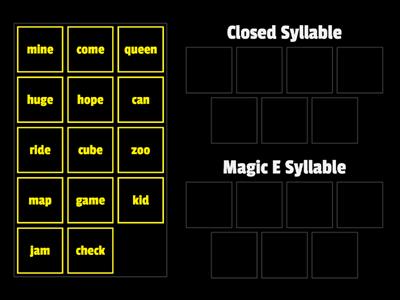 Magic e 가 들어간 단어와 아닌 단어를 구분해보세요.