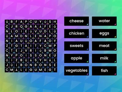 Les aliments - word search