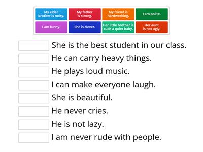 Character adjectives.