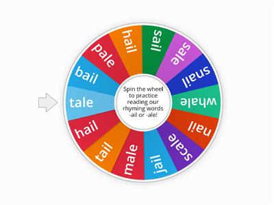 Spin a Wheel Words -ail and -ale