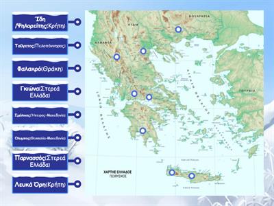 Βουνά της Ελλάδας ανά γεωγραφικό διαμέρισμα
