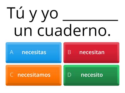 (1) School Supplies: Necesitar Conjugations