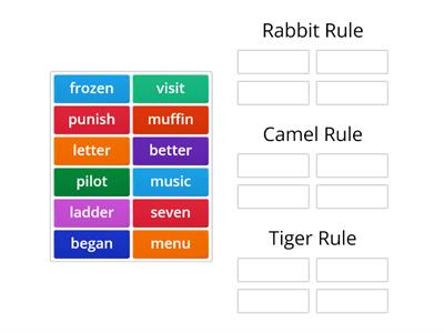 Unit 22/Part 3- Review of Rabbit/Camel/Tiger Words
