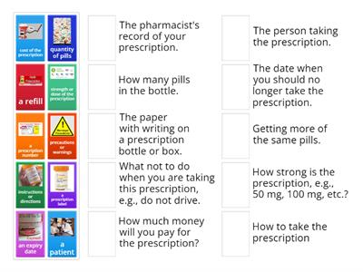 Reading a prescription label: Match-up