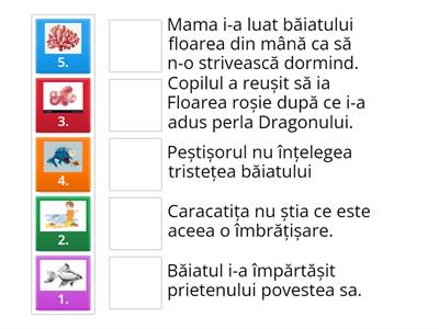 Poveste cu un copil și un peștișor argintiu - Ordonează enunțurile