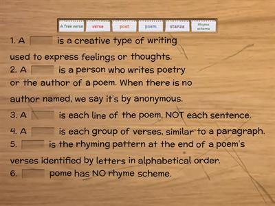 8th - Poetry Structure - Concepts