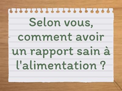 Discussion : alimentation