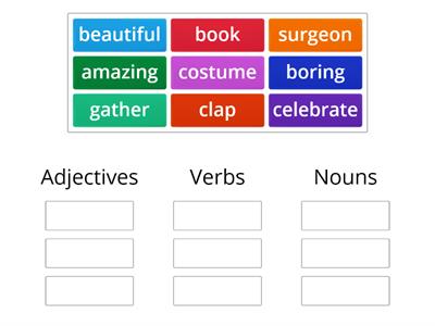 adjectives,verbs,nouns
