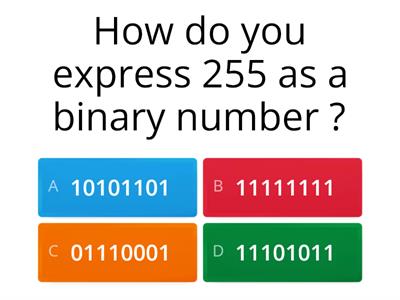 Binary Maths quiz