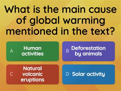 Climate change reading activity