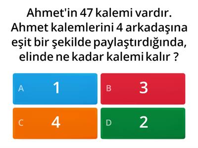 3. Sınıf Bölme İşlemi Problemleri