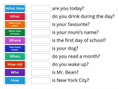 Match questions перевод. WH questions matching. Match question Words.