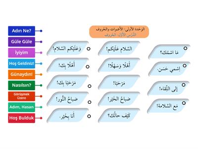 Selamlaşma - Arapça 9. Sınıf Eşleştirme