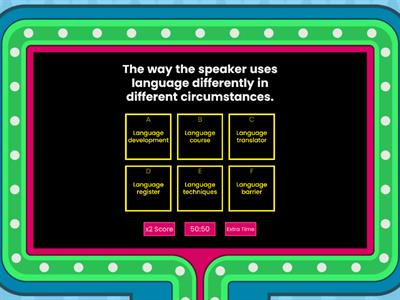 QUIZ game on Language Varieties & Registers