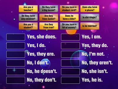 Short Yes/No answers - verb 'be' and verb 'do'
