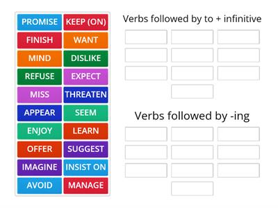 Verbs followed by to + infinitive or -ing
