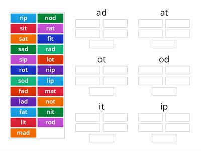 Wilson 1.1 short a,i,o word sort