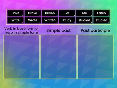 Verb practice Simple form / simple past / past participle 