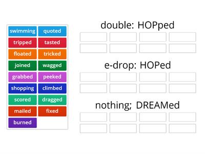 3.05.1 (sort 5- syll/affix)Endings: (ed) double, e-drop, nothing - floated (Green)