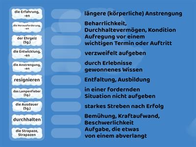 Wortschatz - Thema Herausforderungen