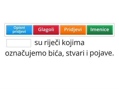 Hrvatski jezik - imenice, glagoli, pridjevi