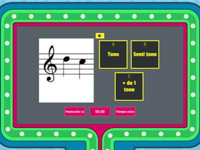  Tonos - semitonos- + de 1 tono quiz