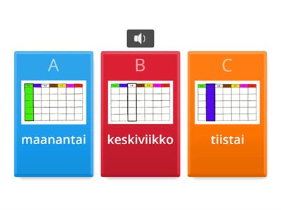 Viikonpäivät: Kuuntele ja valitse oikea sana.