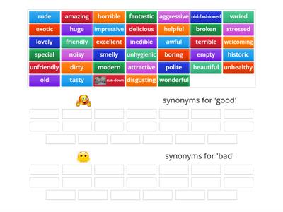 synonyms for 'good' and 'bad' - years 7/8