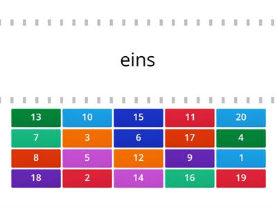 Numbers 1-20 in German