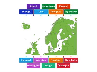 Norden - länder, huvudstäder & hav