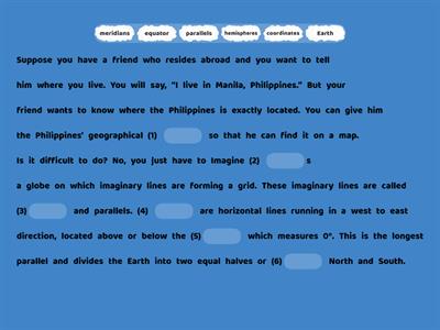 Pre-test: LOCATING PLACES ON EARTH USING COORDINATE SYSTEM