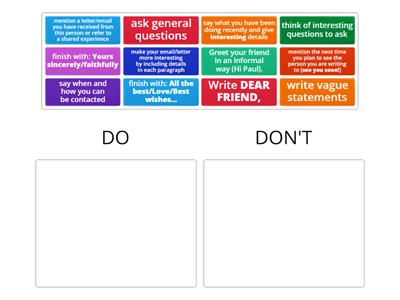 DO'S AND DON'TS IN WRITING