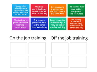 On the job or Off the job training benefits sort