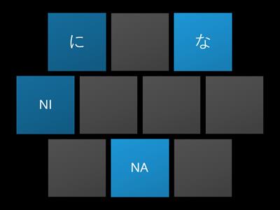 Hiragana: na, ni, nu, ne, no